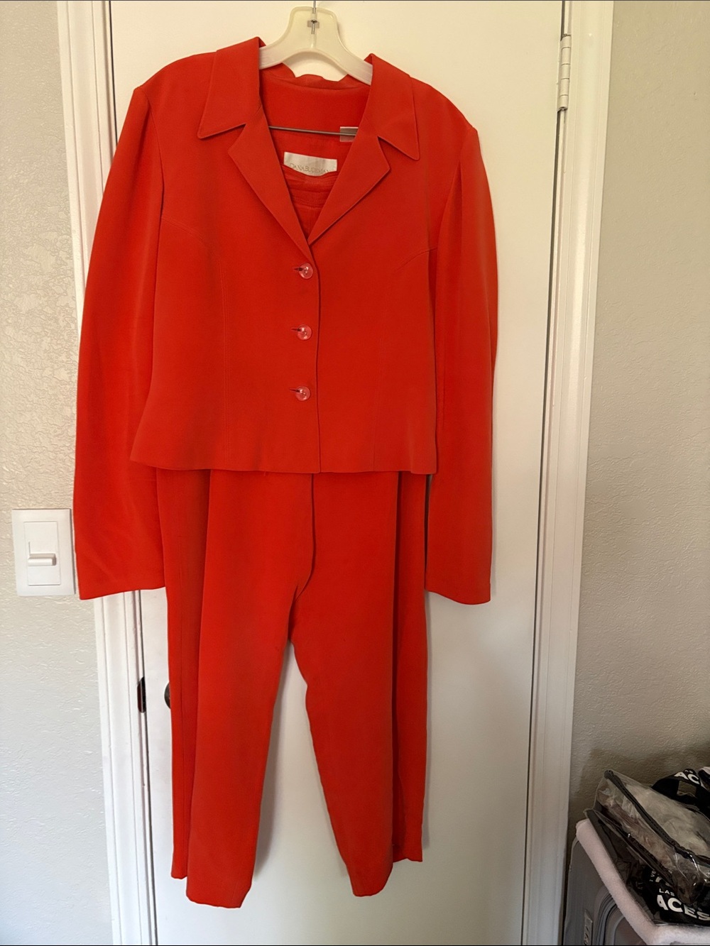 Dana Buchman Bold OrangeTailored Pantsuit - Jacket & Trousers
